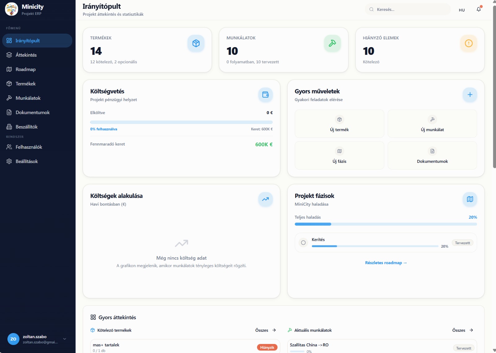 MiniCity ERP — Gyerekpark Vállalatirányítás