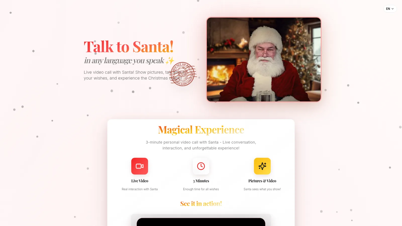 Talk to Claus — AI Mikulás Videóhívások